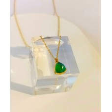 Κολιέ Σε Κίτρινο Χρυσό 14Κ - Δάκρυ με πράσινο ζιργκον (N272) 